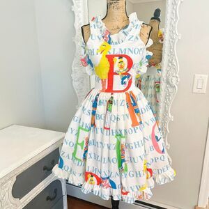 New York Couture *One of a Kind* VINTAGE Sesame Street Print Ruffle Dress